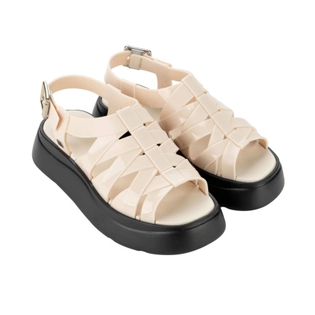 款式代號：18857．CHANGE SAND ．🤍奶白黑底．厚底漁夫系列