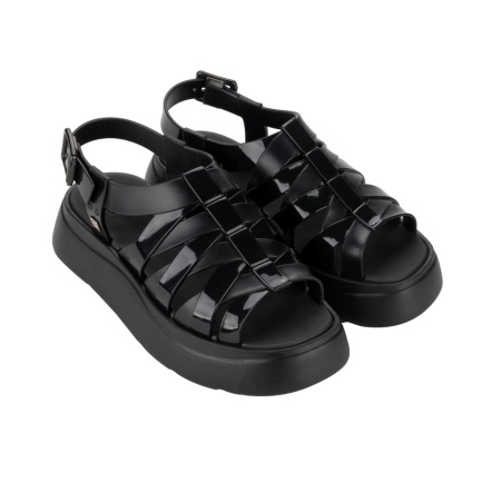 款式代號：18857．CHANGE SAND ．⬛全黑亮面．厚底漁夫系列