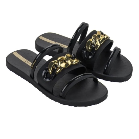 款式代號：27353．METAL GLAM SLIDE．黑色華麗奢感都會風拖鞋