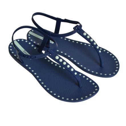 款式代號：27337．CLASS DOTS SAND．藍色T字鉚釘經典時尚涼鞋