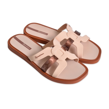 款式代號：27275．HOY SLIDE．米棕銅簡約現代幾何扣環拖鞋